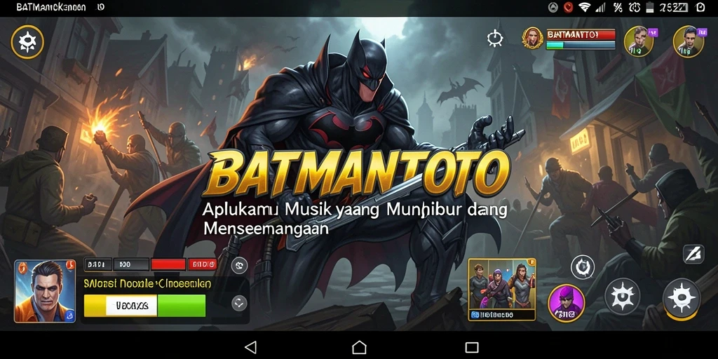 Screenshot utama BATMANTOTO menampilkan antarmuka aplikasi musik yang dinamis.