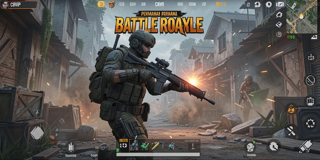 Tampilan gameplay Battle Royale penuh aksi di C8VIP.