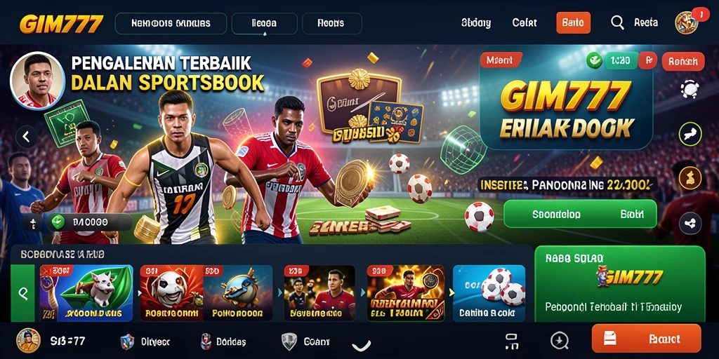 Tampilan menarik GIM777 yang menggambarkan fitur Sportsbook.