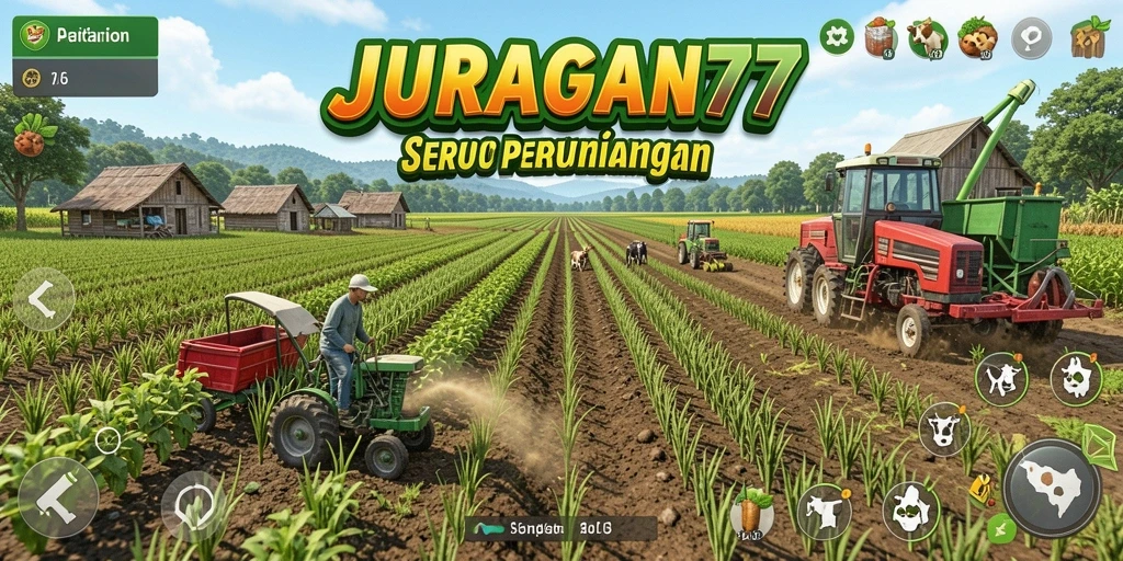 Screenshot gameplay JURAGAN77 yang menunjukkan aktivitas bertani.