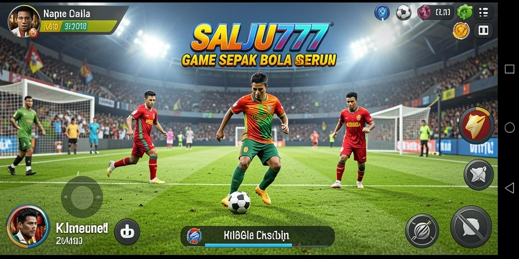 Screenshot gameplay SALJU777 yang menampilkan aksi sepak bola yang mendebarkan.